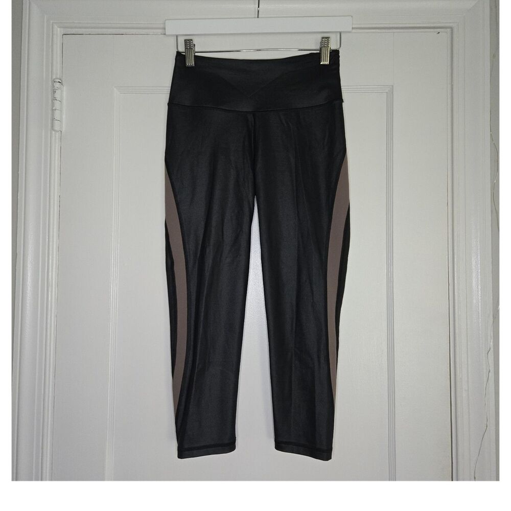 Victoria Sport Capri Leggings Womens S Black Taupe Athletic Pull On